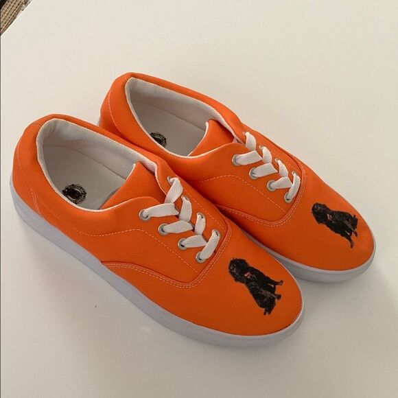 Animal Rescue Orange Slip-On Shoes Spaniel Print Size 7,5 - Picture 1 of 8